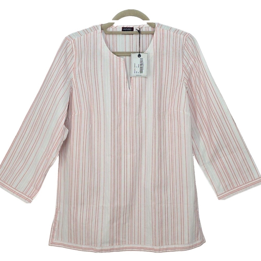 UNTUCKit Durfort Women’s Boho Peasant Striped Tunic Shirt Sz 14